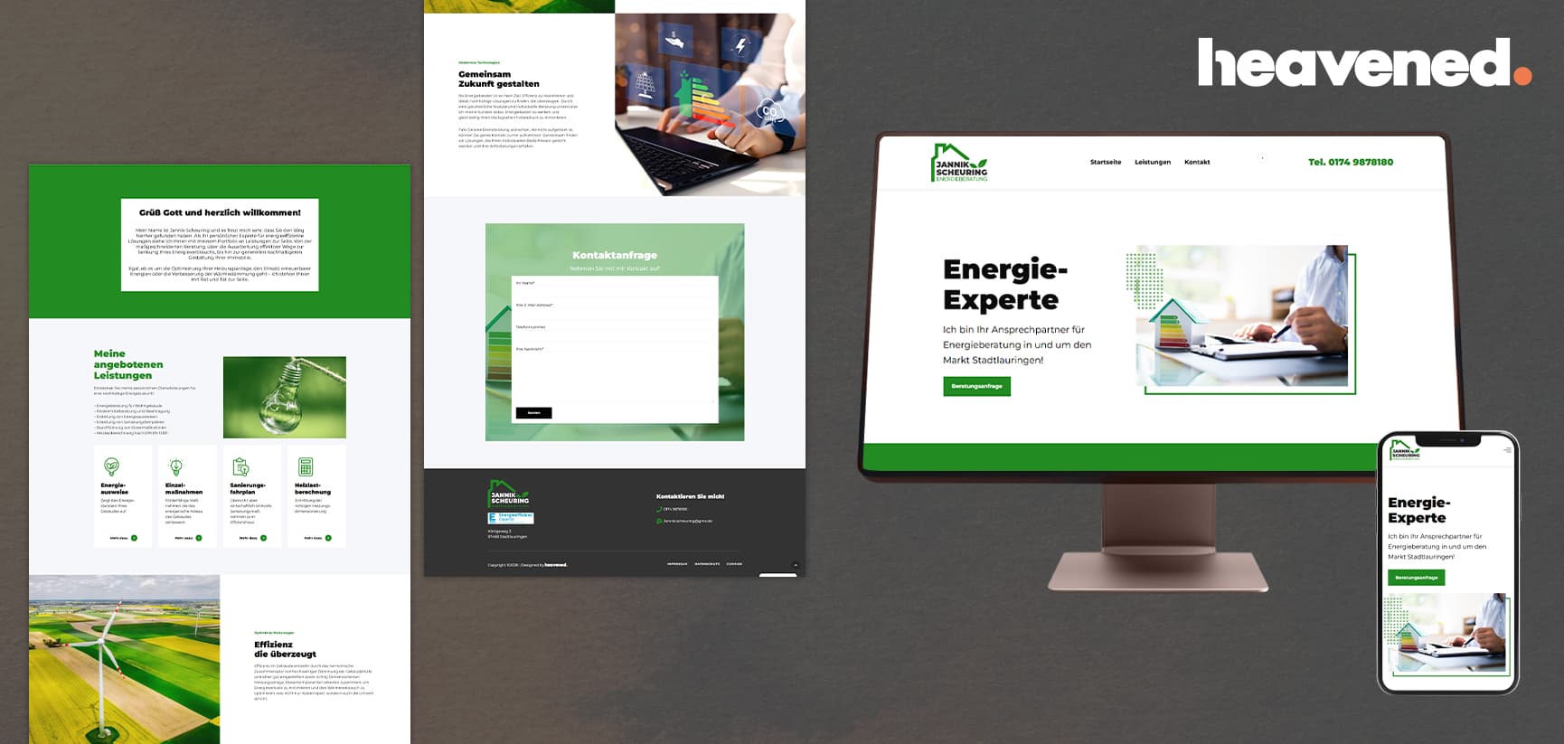 Webseite Energieberatung Jannik Scheuring von heavened.